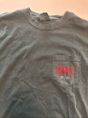 Dark Green Pocket Tee with Red 'R•D 20/20' Graphic